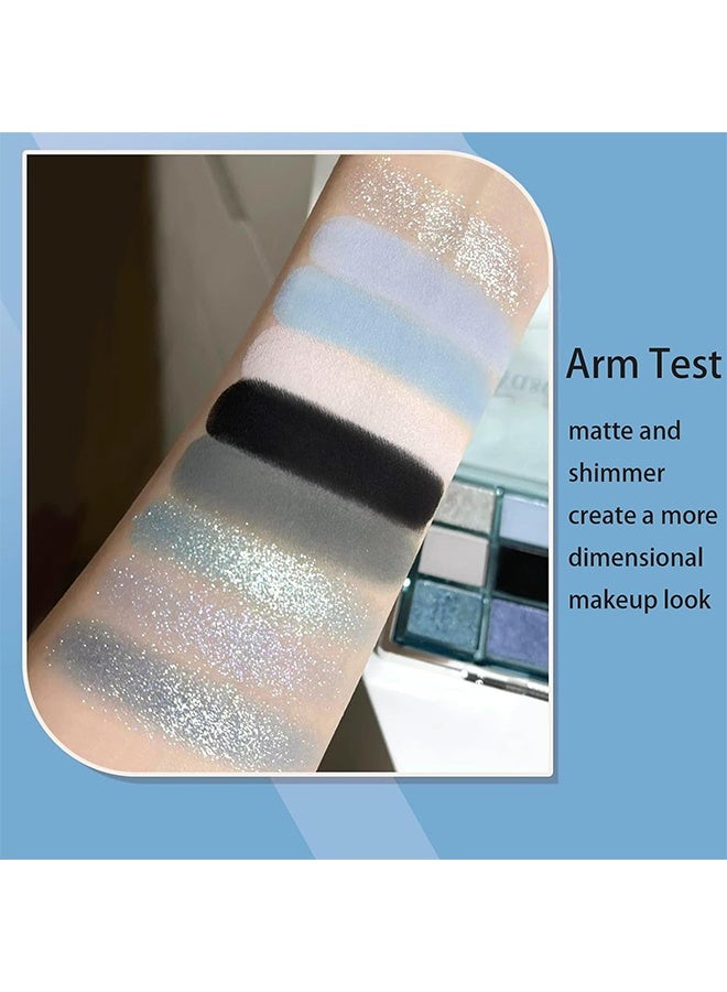 KAPEINE Nine Color Eye Shadow, Blue Eyeshadow Palette, Matte Shimmer Eyeshadow with Grey Black Highly Pigment Makeup Palette Waterproof Eye Shades for Rave Party, Stage Performance, Music Festival and Costume - Image 5
